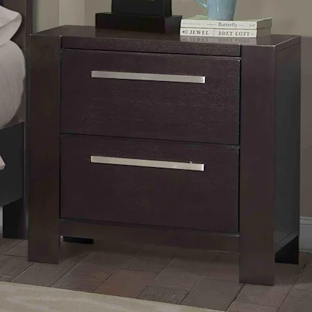 2 Drawer Nightstand with Block Feet